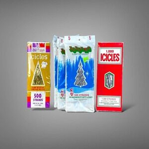 Vintage Christmas Tree Tinsel Icicles 5 Packs Silver Gold Woolworths Rauch More